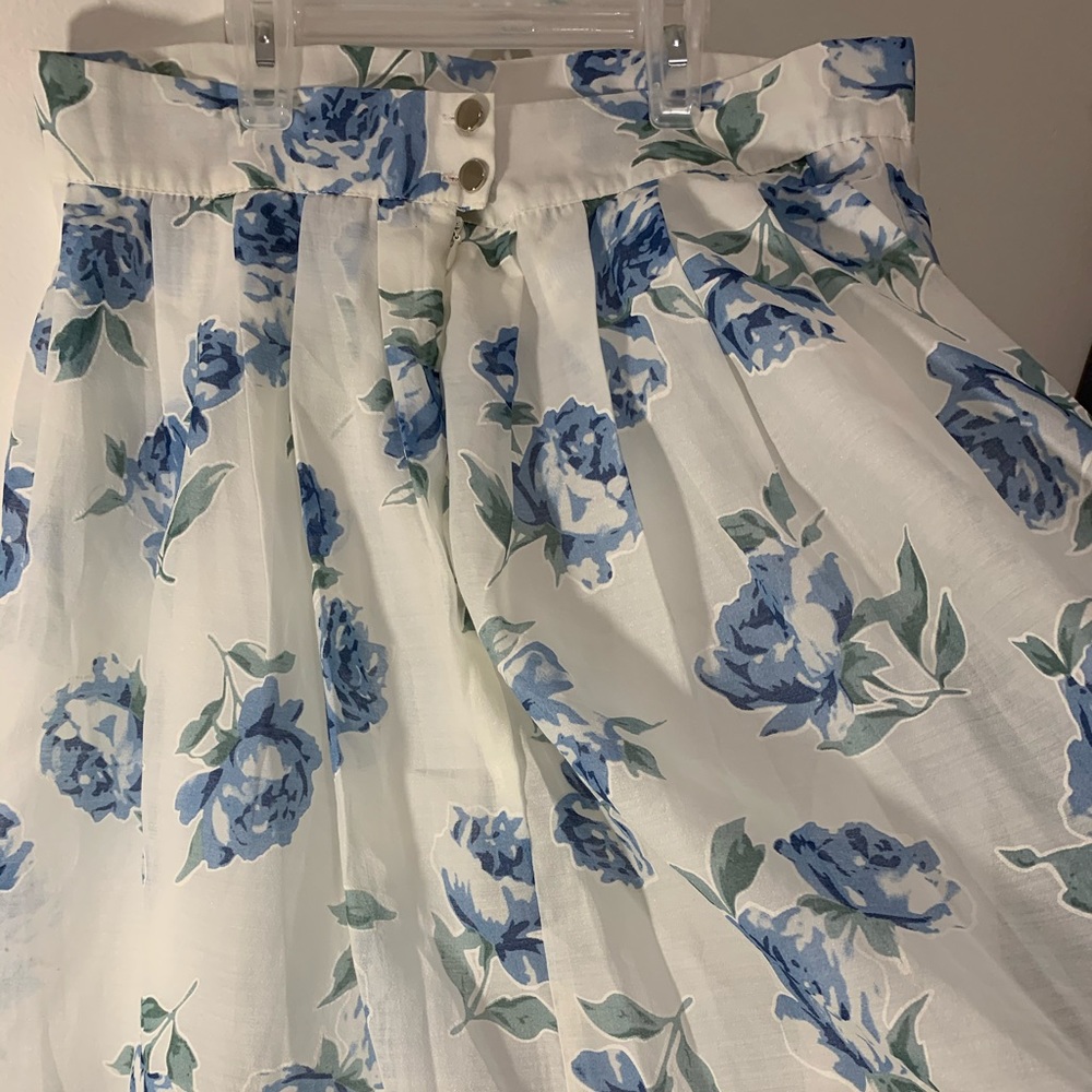 Vintage Blue Rose Floral Skirt